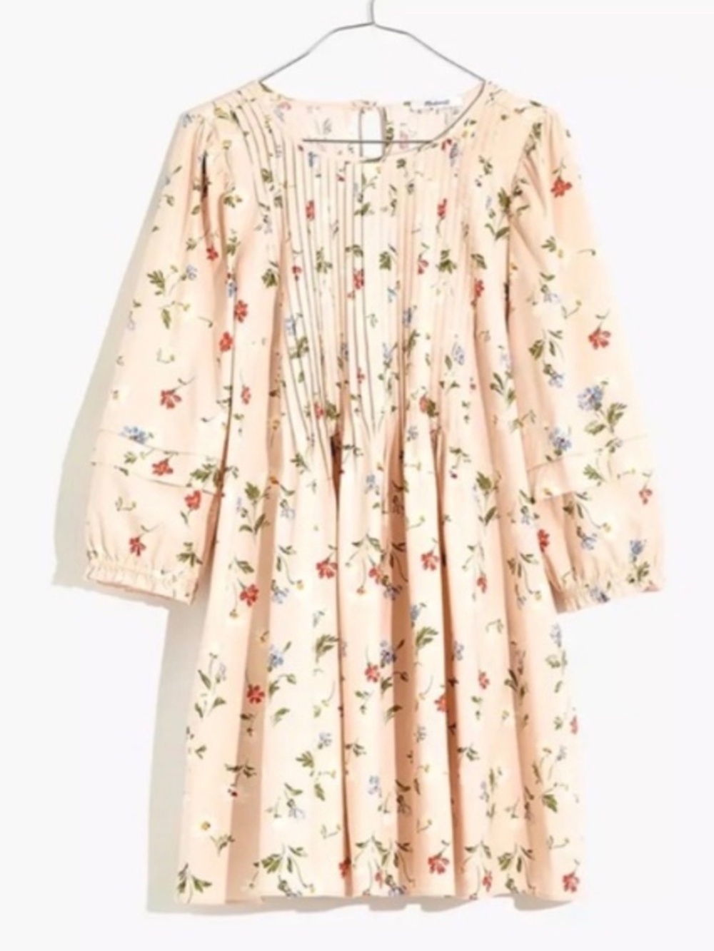 Madewell pintuck puff-sleeve mini dress